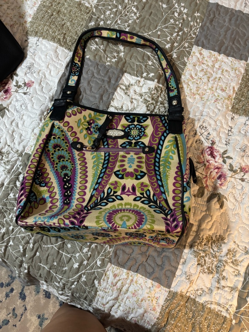 Spartina 449 Multicolor Paisley Shoulder Bag - Green, Purple, Blue